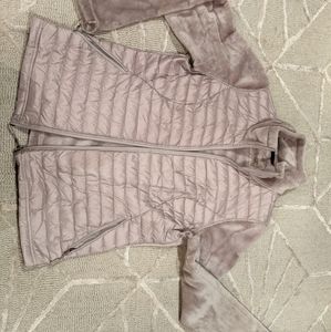 Fuzzy athletic jacket worn once